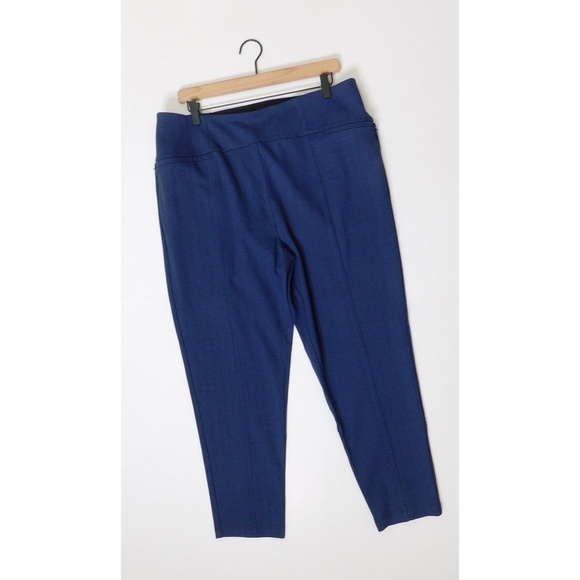 BETABRAND Power Down Skinny Yoga Dress Pants Blue Chevron Office Stretch XXLP - Picture 1 of 13
